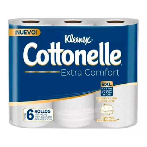 Imagen de Higiénico Kleenex Cotton Extra Comfort 150 Hojas Triples 6 PZS