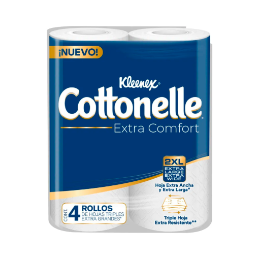 Imagen de Higiénico Kleenex Cotton Extra Comfort 2XL Hojas Triples 4 PZS