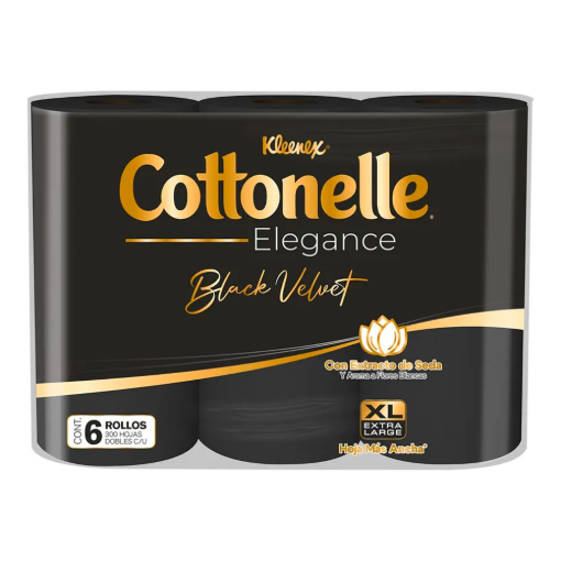 Imagen de Higiénico Kleenex Cotton Elegance Black Velvet 300 Hojas Dobles 6 PZS