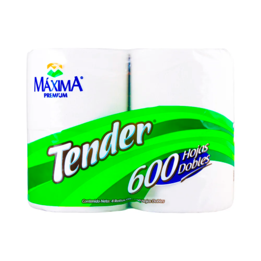 Imagen de Higiénico Tender 600 Hojas Dobles 4 PZS
