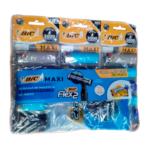 Imagen de Exhibidor Encendedores Bic Maxi +4 Rastrillos C2 Advance 15 PZS