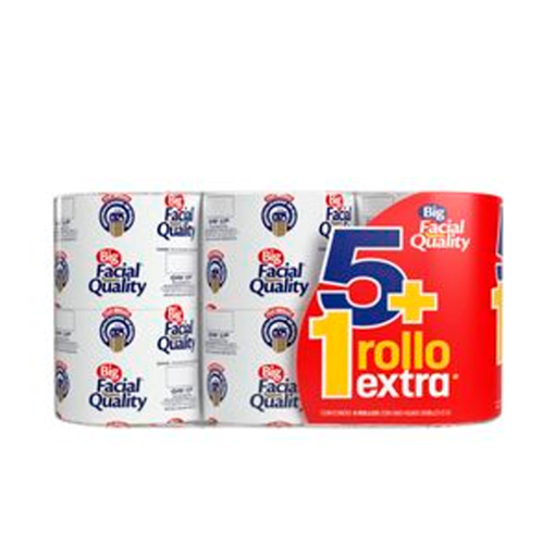 Imagen de Higiénico Big Facial Quality 550 Hojas Dobles +1 Rollo 5 PZS