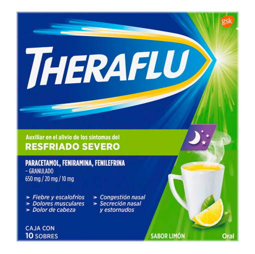 Imagen de Exhibidor Medicamento Theraflu Verde de Limón 10 PZS