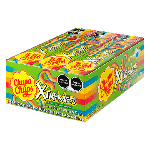 Imagen de Exh Dul Chupa Chups Xtreme Frutas Tira C/Ice+J 57 GRS