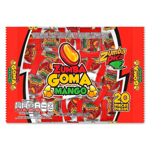 Imagen de Exhibidor Dulces Zumba Gomita Mix Mango 20 PZS
