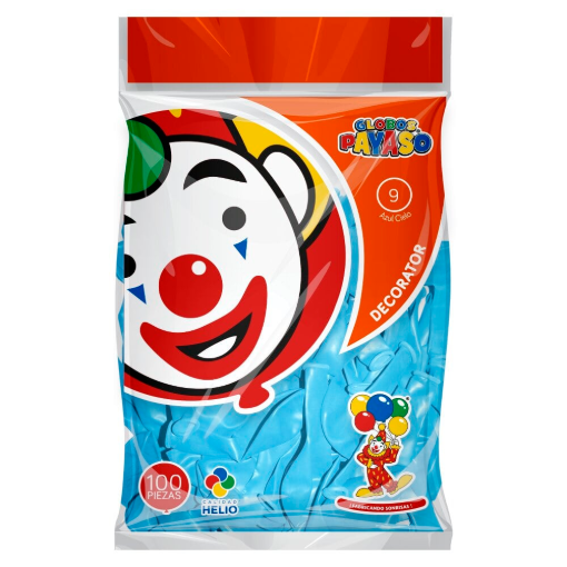 Imagen de Exhibidor Globo Payaso No. 9 Azul Cielo 100 PZS