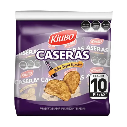 Imagen de Exhibidor Botanas Kiubo Papas Caseras Salsa Negra 28 GRS