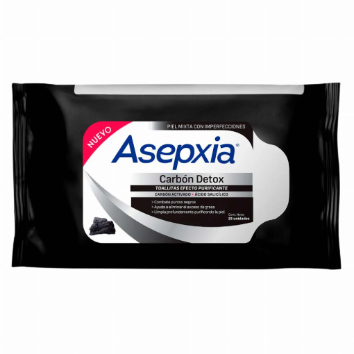Imagen de Toallitas Húmedas Asepxia Carbón 25 PZS