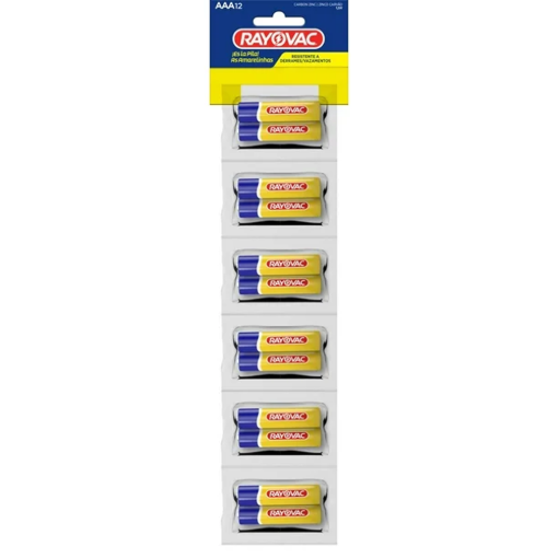 Imagen de Exhibidor Pilas Rayovac AAA Carbón Tira 12 PZS