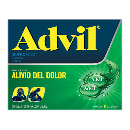 Imagen de Exhibidor Medicamento Advil Ibuprofeno 200 mg Cápsulas 10 PZS