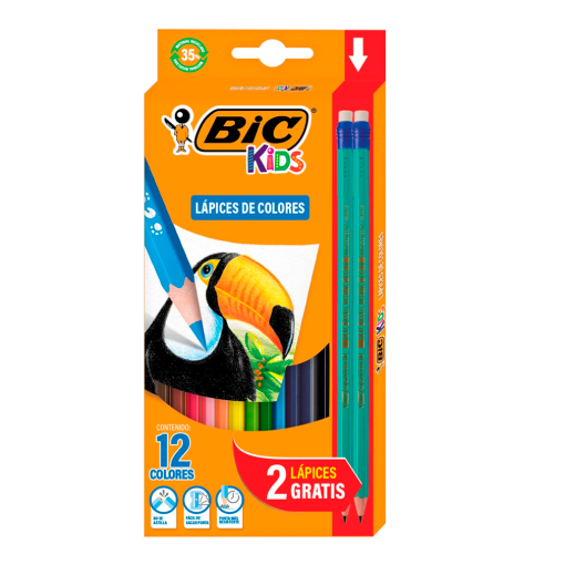 Imagen de Exhibidor Colores BIC Evolution Lines +2 Lápices 12 PZS