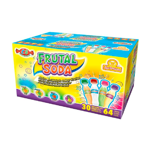 Imagen de Exhibidor Dulces Las Delicias Frutal Soda Surtido 64 PZS