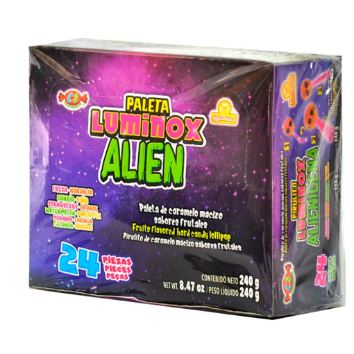 Imagen de Exhibidor Paleta Las Delicias Luminox Alien 24 PZS