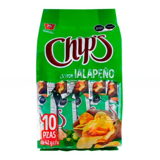 Imagen de Exhibidor Botana Barcel Papas Chips Jalapeño 42 GRS