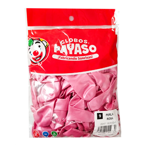 Imagen de Exhibidor Globo Payaso No. 9 Metálico Rosa 100 PZS