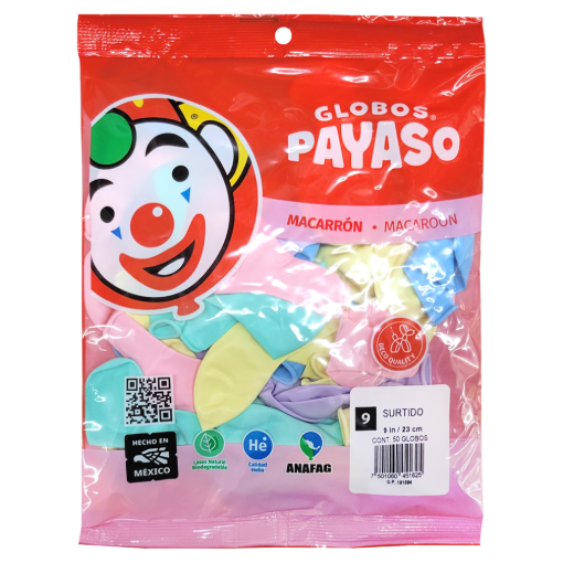 Imagen de Exhibidor Globo Payaso No. 9 Macarrón 50 PZS