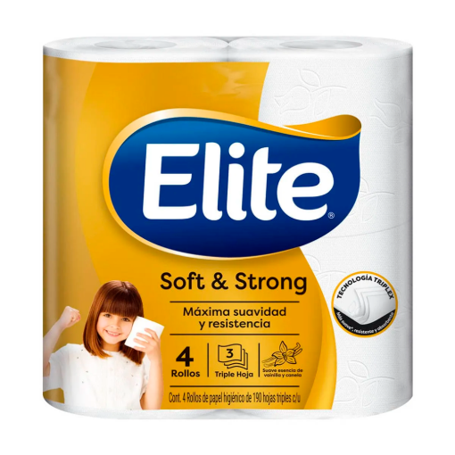 Imagen de Higiénico Elite Soft & Strong 190 Hojas Triples 4 PZS