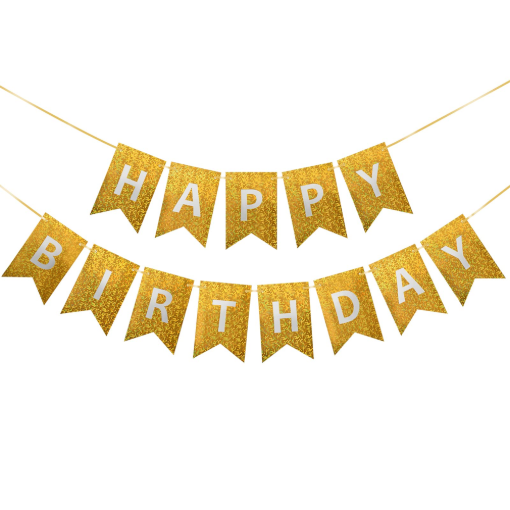 Imagen de Letrero Móvil Palacio Party Feliz Cumpleaños Dorado/Plata 1 PZS