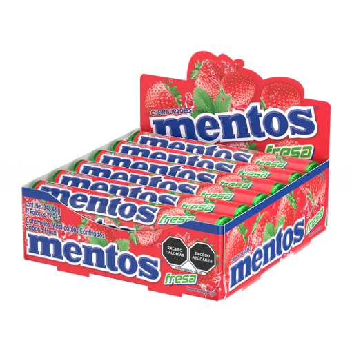 Imagen de Exhibidor Dulces Chupa Chups Mentos Rollos Fresa 12 PZS