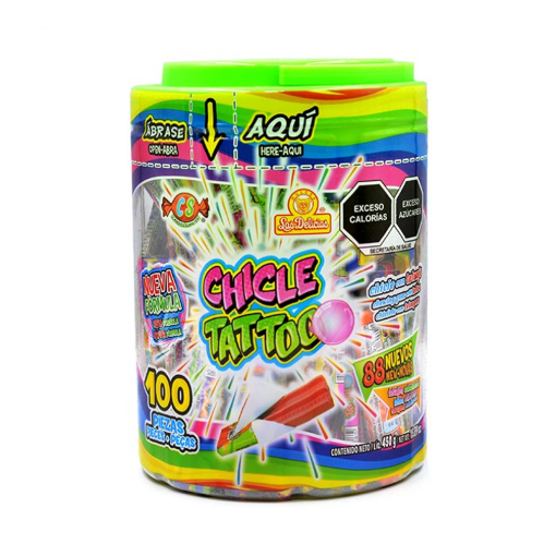 Imagen de Exhibidor Chicle Las Delicias Tattoo Vit 100 PZS
