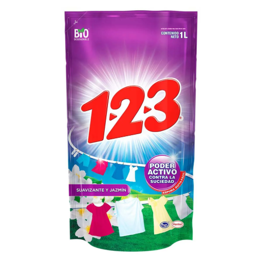 Imagen de Detergente Líquido 123 con Suavizante Jazmín 1 LTS