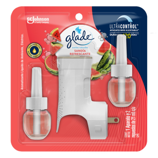 Imagen de Exhibidor Aromatizante Glade Eléctrico Líquido Sandía Refrescante Repuesto + Aparato 21 MLL