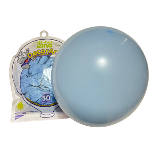 Imagen de Globo Rino #9 Azul Baby 50 PZS