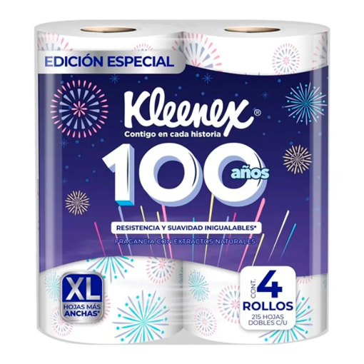 Imagen de Higiénico Kleenex 100 Años 215 Hojas 4 PZS