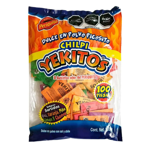 Imagen de Exhibidor Dulce Periquito Chilpi Yekitos Polvo 300 GRS