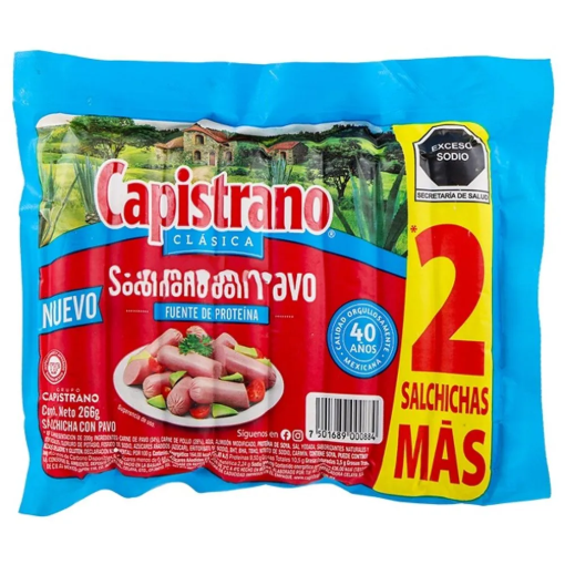 Imagen de Salchicha Capistrano Pavo +2 Piezas 266 GRS