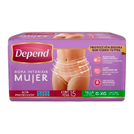 Imagen de Calzón Depend Ropa Mujer Mediano +5 Piezas 10 PZS