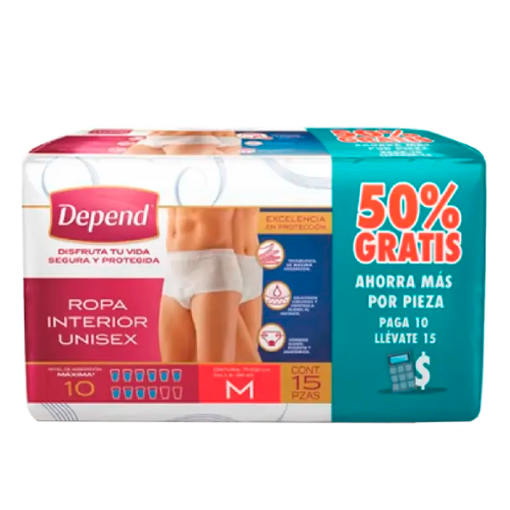 Imagen de Calzón Depend Ropa Unisex Mediano +5 Piezas 10 PZS