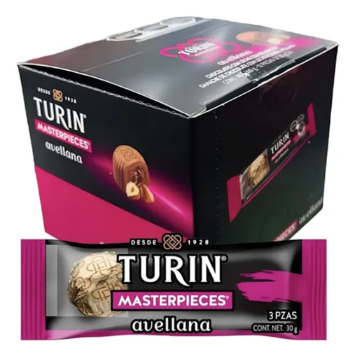 Imagen de Exhibidor Chocolate Turín Masterpieces Avellana 30 GRS
