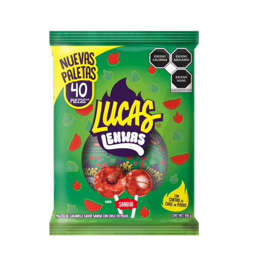 Imagen de Exhibidor Paleta Lucas Lenwas Sandía Bolsa 40 PZS