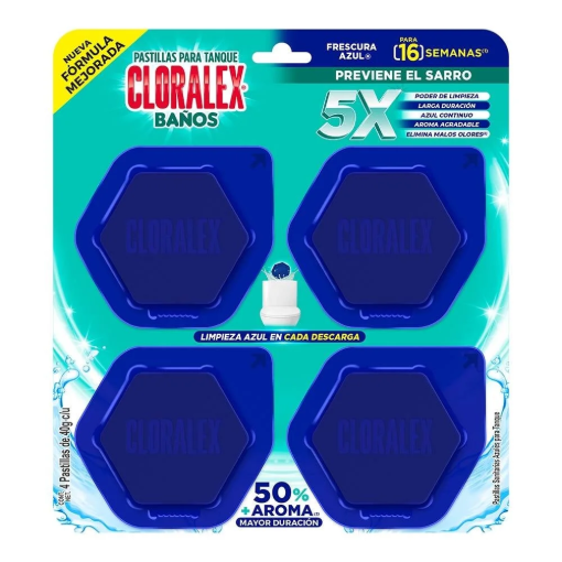 Imagen de Exhibidor Pastillas Cloralex Baños Azul 40 GRS