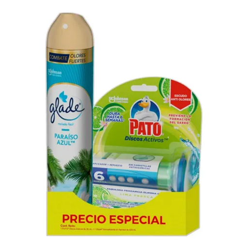 Imagen de Discos Activos Pato con Aerosol Glade Paraíso 430 ml 36 MLL
