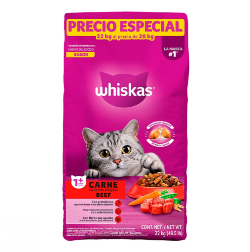 Imagen de Alimento Whiskas Adulto Carne de Res 22 KGS