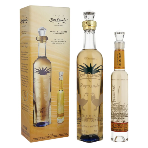 Imagen de Tequila Don Ramón Perla Diamante Reposado + Tequila Reposado 200 ml c/u 750 MLL