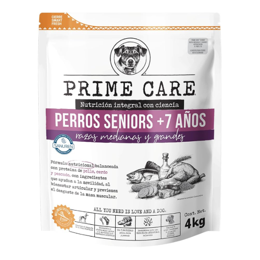 Imagen de Alimento Prime Care Senior Razas Medianas y Grandes Pollo, Cerdo y Pescado 4 KGS