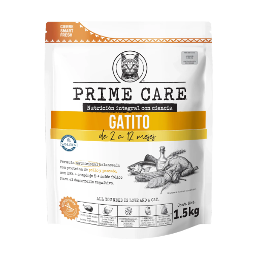 Imagen de Alimento Prime Care Gatitos Pollo y Pescado 1.5 KGS