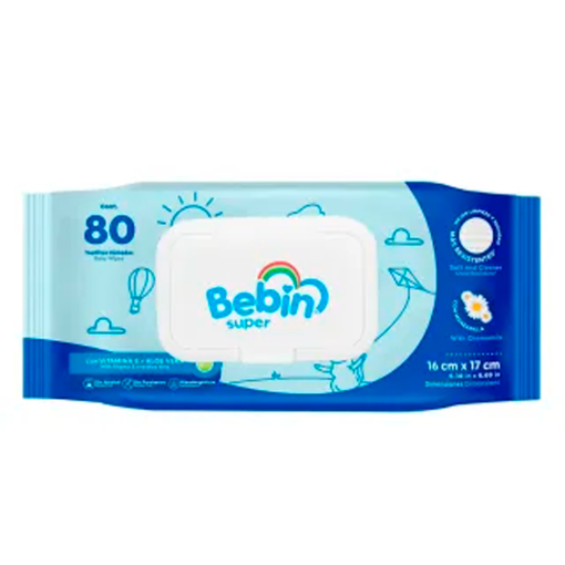 Imagen de Toalla Húmeda Bebin Súper con Tapa + Pañal Bebin Grande 80 PZS
