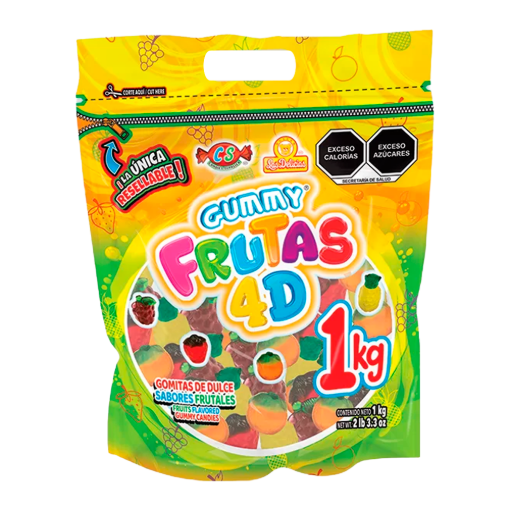 Imagen de Exhibidor Dulce Las Delicias Gummy Frutas 4D Bolsa 1 KGS