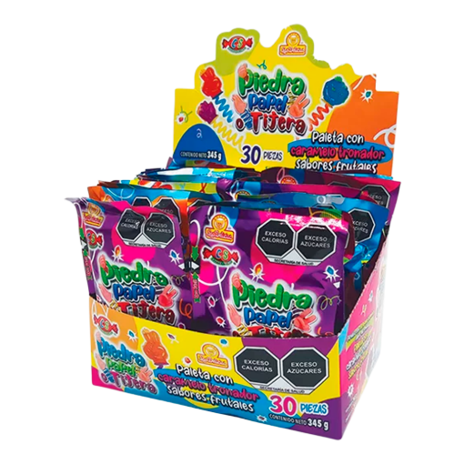 Imagen de Exhibidor Paleta Las Delicias Piedra Papel o Tijera 11.5 GRS