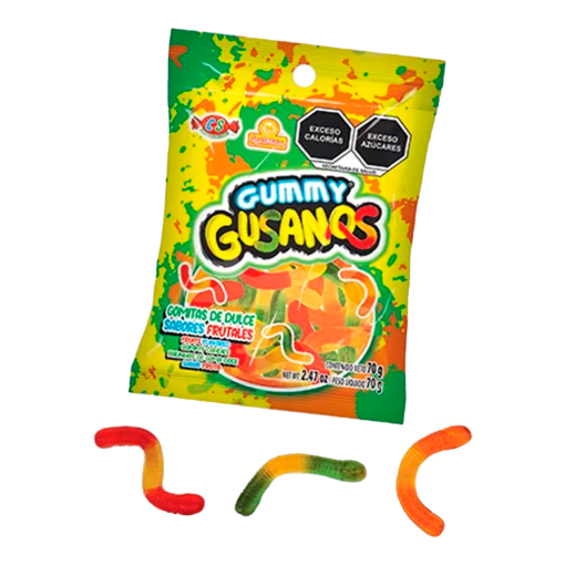 Imagen de Charola Dulce Las Delicias Gummy Gusanos Frutal 70 GRS