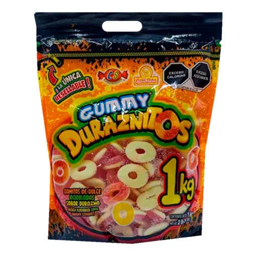 Imagen de Exhibidor Dulce Las Delicias Duraznitos Bolsa 1 KGS