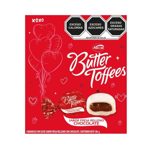 Imagen de Exhibidor Dulce Arcor Butter Toffees Leche Fresa 180 GRS