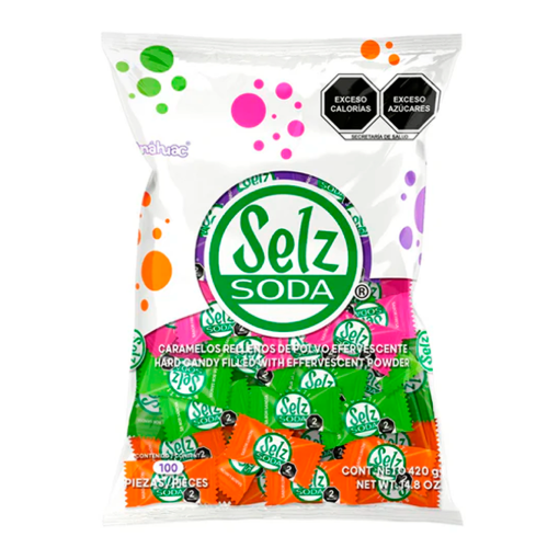Imagen de Exhibidor Dulce Anáhuac Selz Soda Sabores Surtidos Bolsa 100 PZS