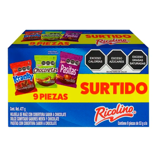 Imagen de Exhibidor Chocolate Ricolino Mix 53 GRS