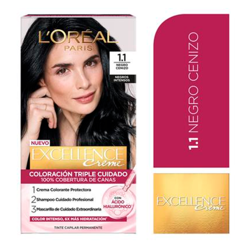 Imagen de Tinte L'Oréal Excellence Negro Cenizo 1.1 1 PZS