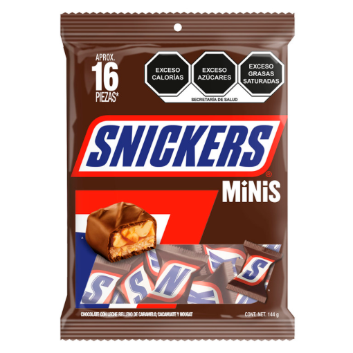 Imagen de Exhibidor Chocolate Snickers Minis Bolsa 9 GRS